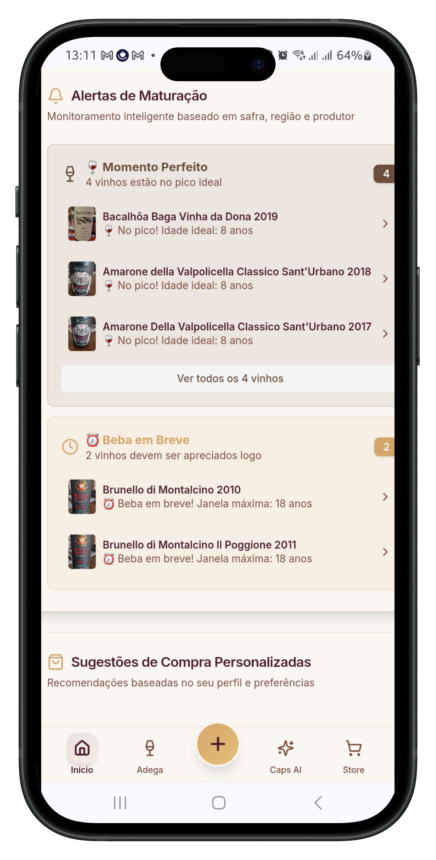 ViniCaps App - Alertas de Maturação com IA